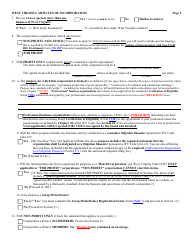 Form CD-1 West Virginia Articles of Incorporation - West Virginia, Page 2