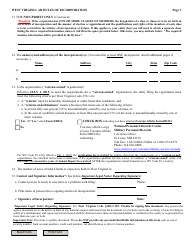 Form CD-1 West Virginia Articles of Incorporation - West Virginia, Page 3