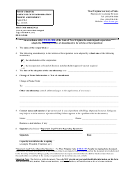 Form CD-2 West Virginia Articles of Incorporation Profit Amendment - West Virginia