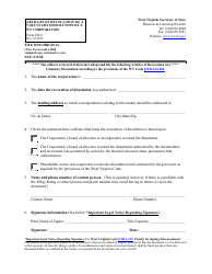 Form CD-8 Articles of Revocation of a Voluntary Dissolution of a Wv Corporation - West Virginia
