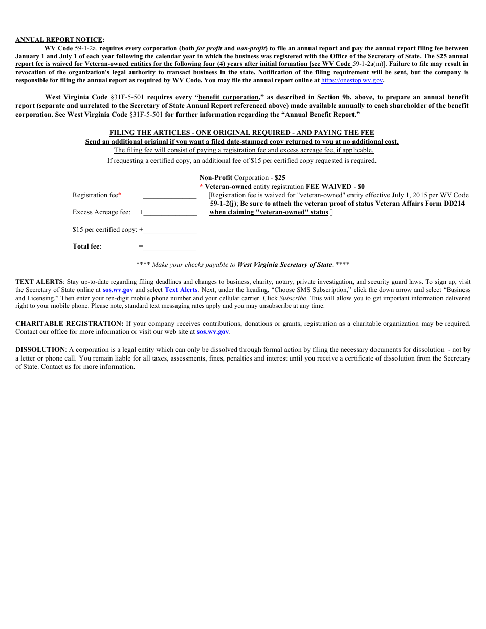Form CD-1NP West Virginia Articles of Incorporation With Non-profit IRS Attachment - West Virginia, Page 6