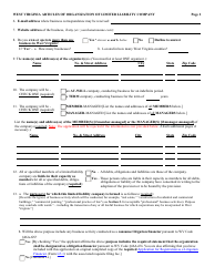 Form LLD-1 West Virginia Articles of Organization of Limited Liability Company - West Virginia, Page 2