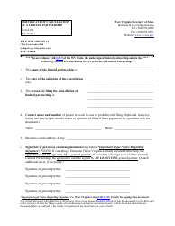 Document preview: Form LP-4 Certificate of Cancellation of a Limited Partnership - West Virginia