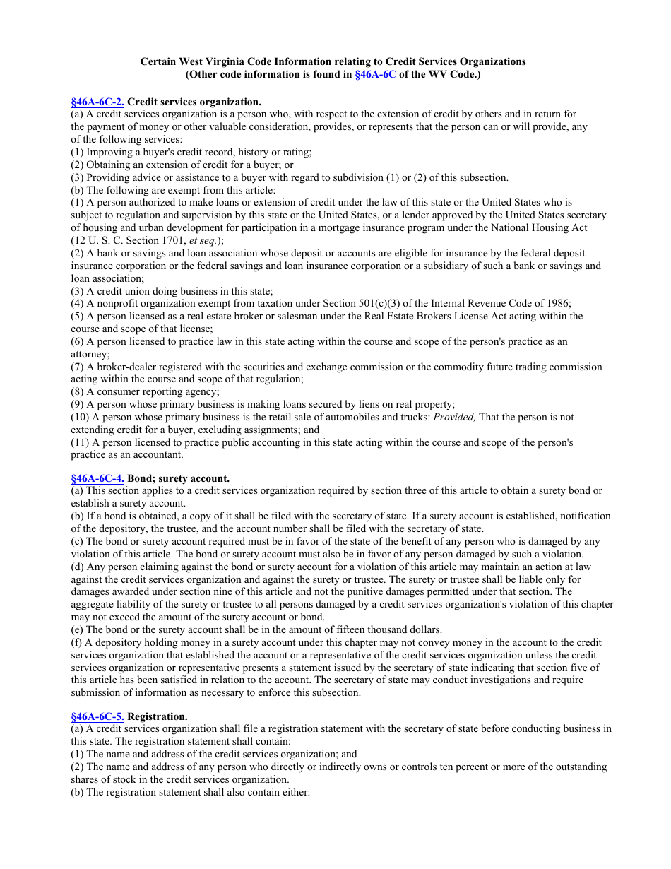 Form CSO-1 Credit Services Organization Registration Statement - West Virginia, Page 3