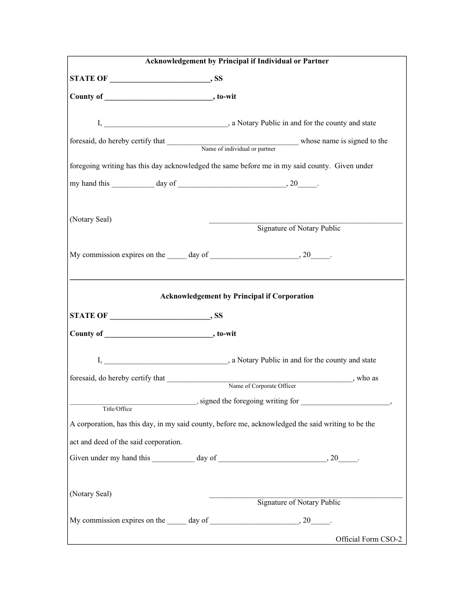 Form CSO-2 Surety Bond Credit Services Organization - West Virginia, Page 2