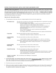 Form NR-1 Application for Name Reservation (Domestic and Foreign Entities) - West Virginia, Page 2