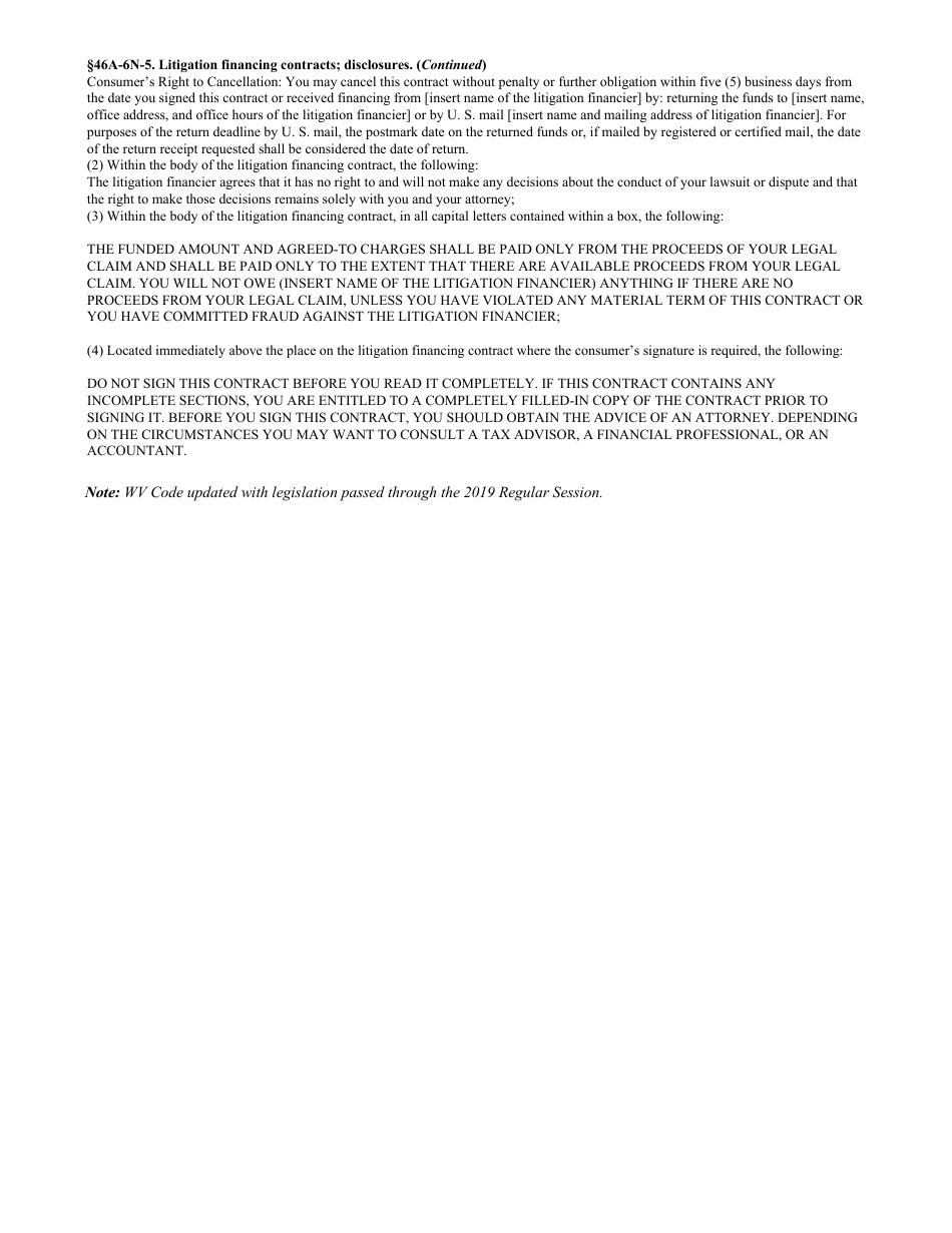 Form LF-1 West Virginia Application for Registration as a Litigation Financier - West Virginia, Page 5