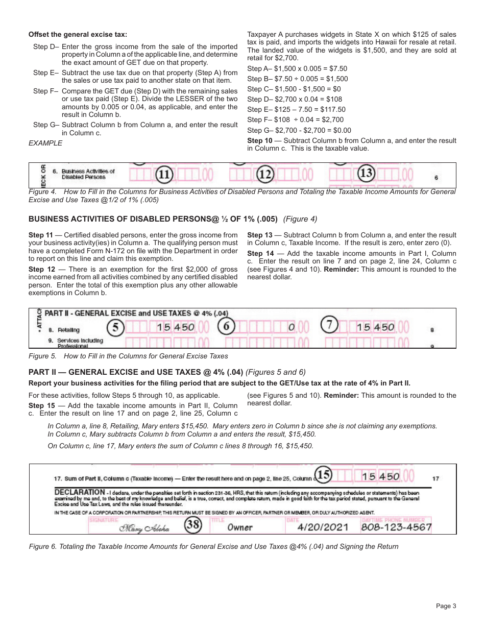 Form G-45 OT Instructions for Filing a One Time Use General Excise / Use Tax Return - Hawaii, Page 3