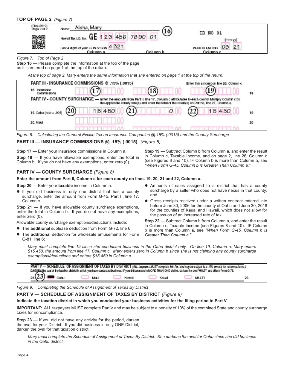 Form G-45 OT Instructions for Filing a One Time Use General Excise / Use Tax Return - Hawaii, Page 4