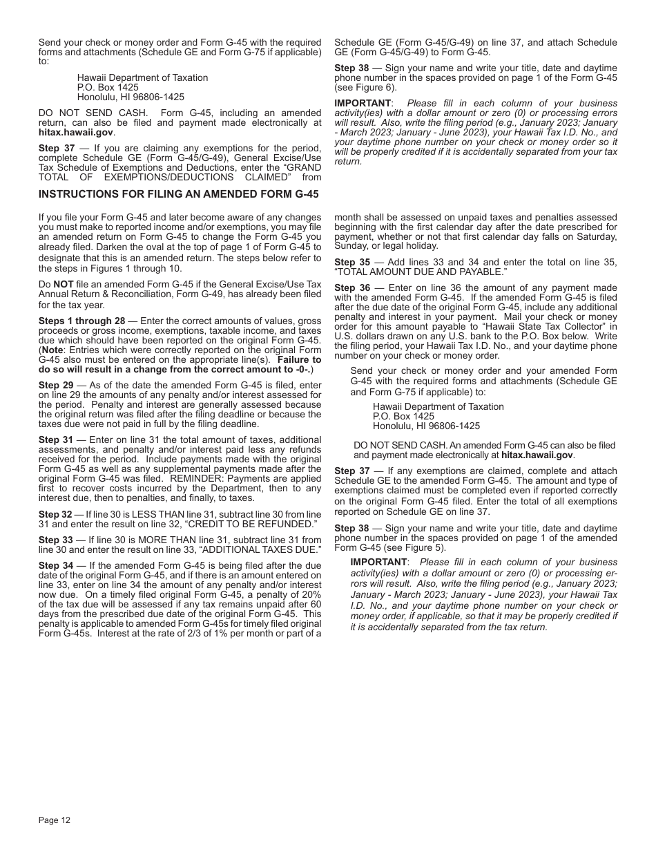 Instructions for Form G-49, G-75 - Hawaii, Page 12