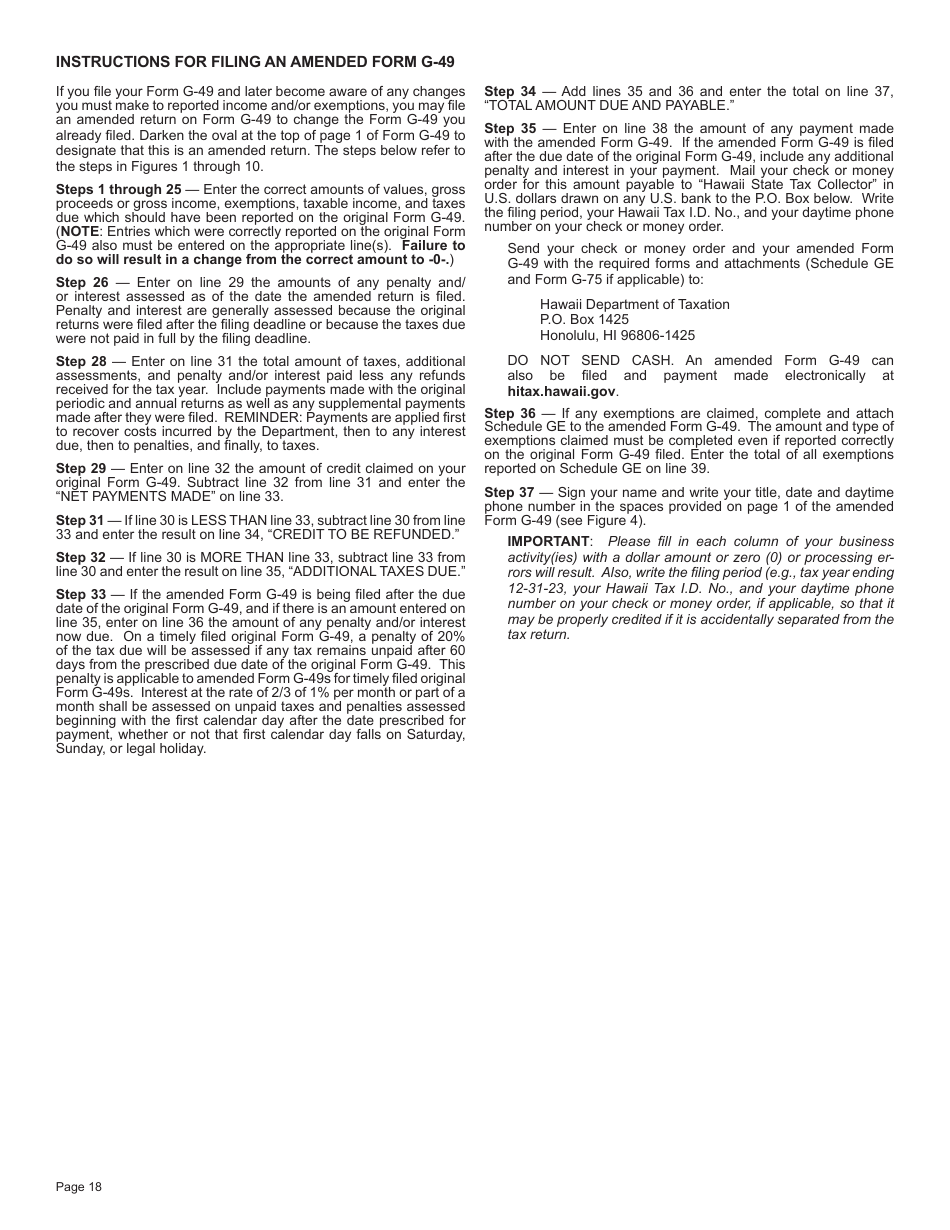 Instructions for Form G-49, G-75 - Hawaii, Page 18