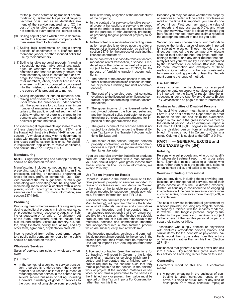 Instructions for Form G-49, G-75 - Hawaii, Page 5