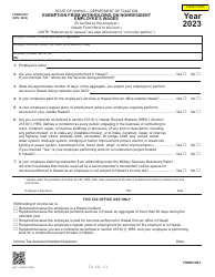 Form HW-7 Exemption From Withholding on Nonresident Employee's Wages - Hawaii, 2023