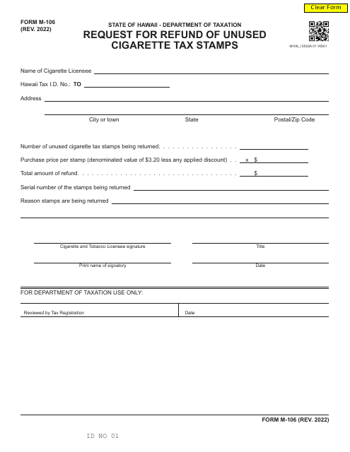 Form M-106  Printable Pdf