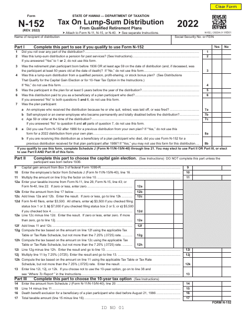 Form N-152 2022 Printable Pdf