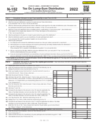 Form N-152 Tax on Lump-Sum Distribution - Hawaii