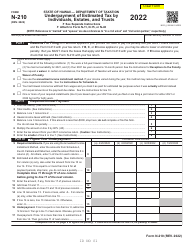 Document preview: Form N-210 Underpayment of Estimated Tax by Individuals, Estates, and Trusts - Hawaii