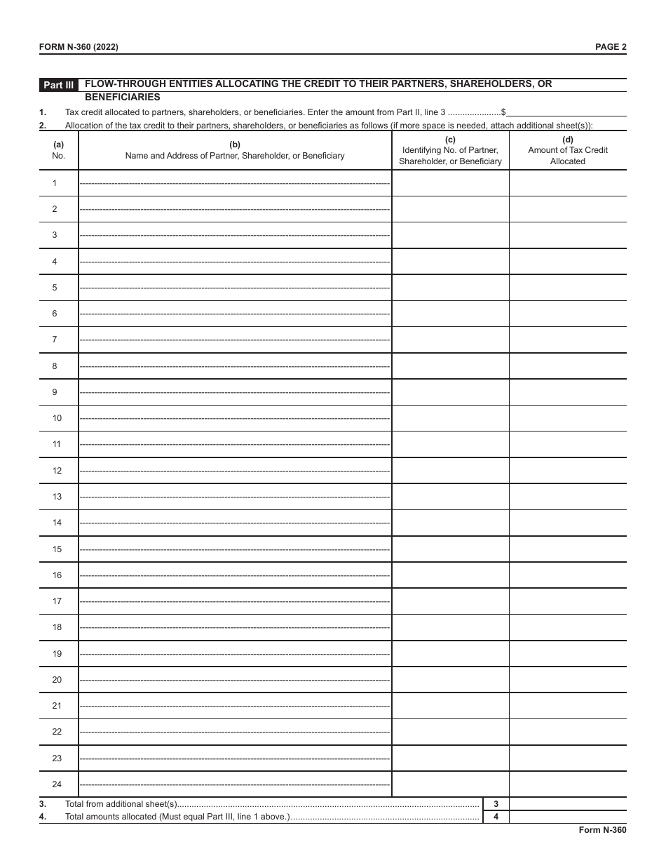Form N-360 Renewable Fuels Production Tax Credit (For Tax Years Beginning After 12 / 31 / 21) - Hawaii, Page 2