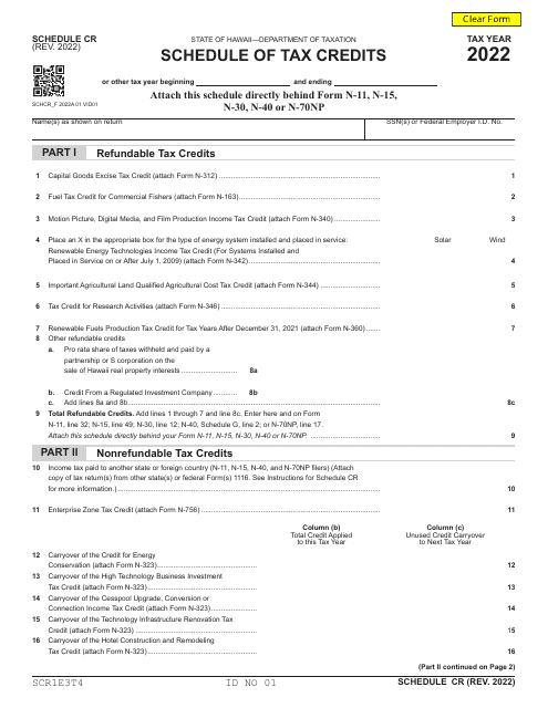 Schedule CR  Printable Pdf