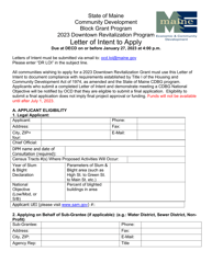 Letter of Intent to Apply - Downtown Revitalization Program - Maine