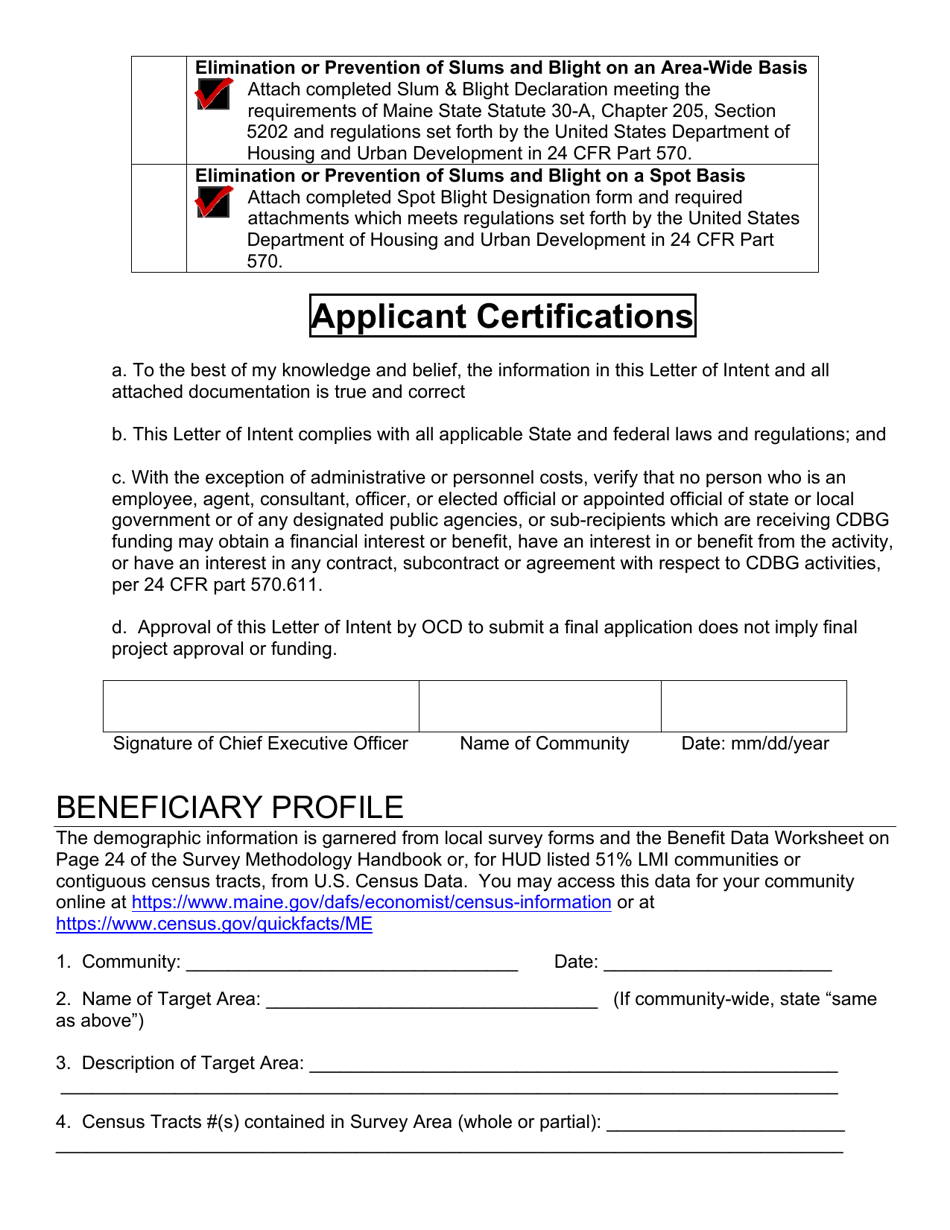 Letter of Intent to Apply - Downtown Revitalization Program - Maine, Page 4