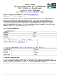 Letter of Intent to Apply - Public Service Grant Program - Maine