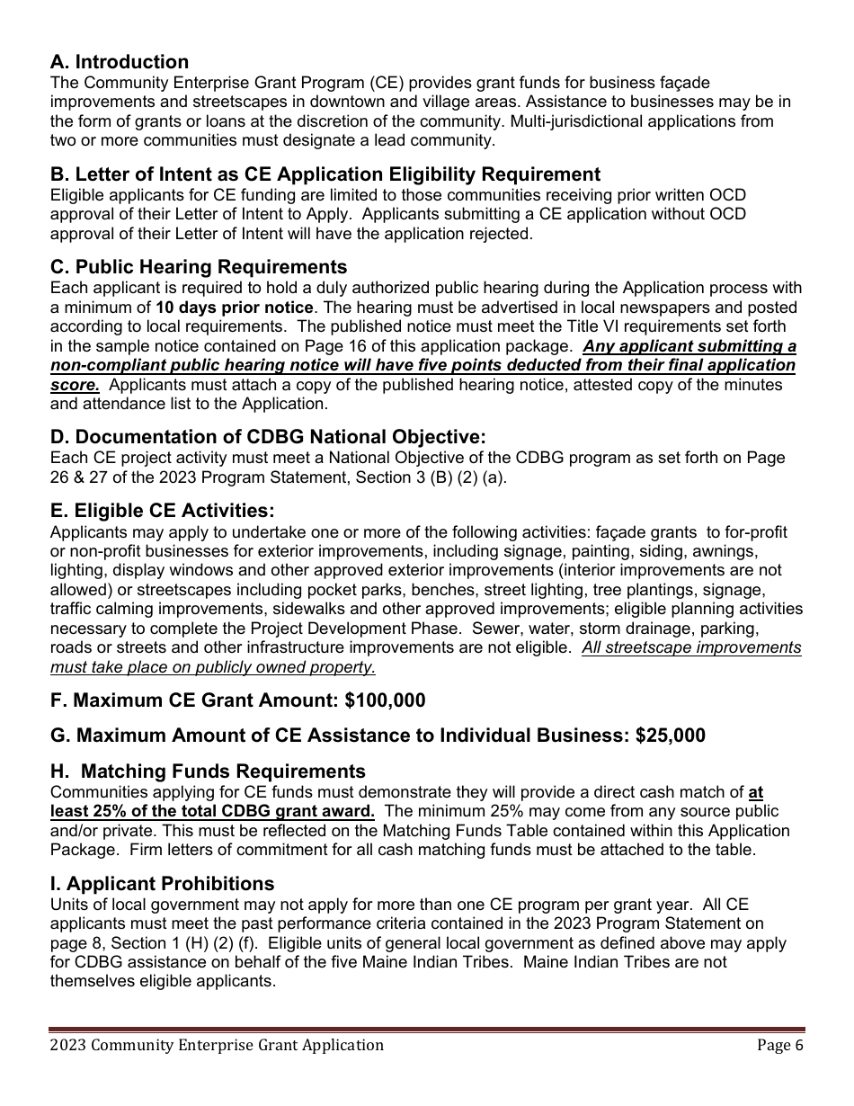 Community Enterprise Grant Program Application - Maine, Page 6