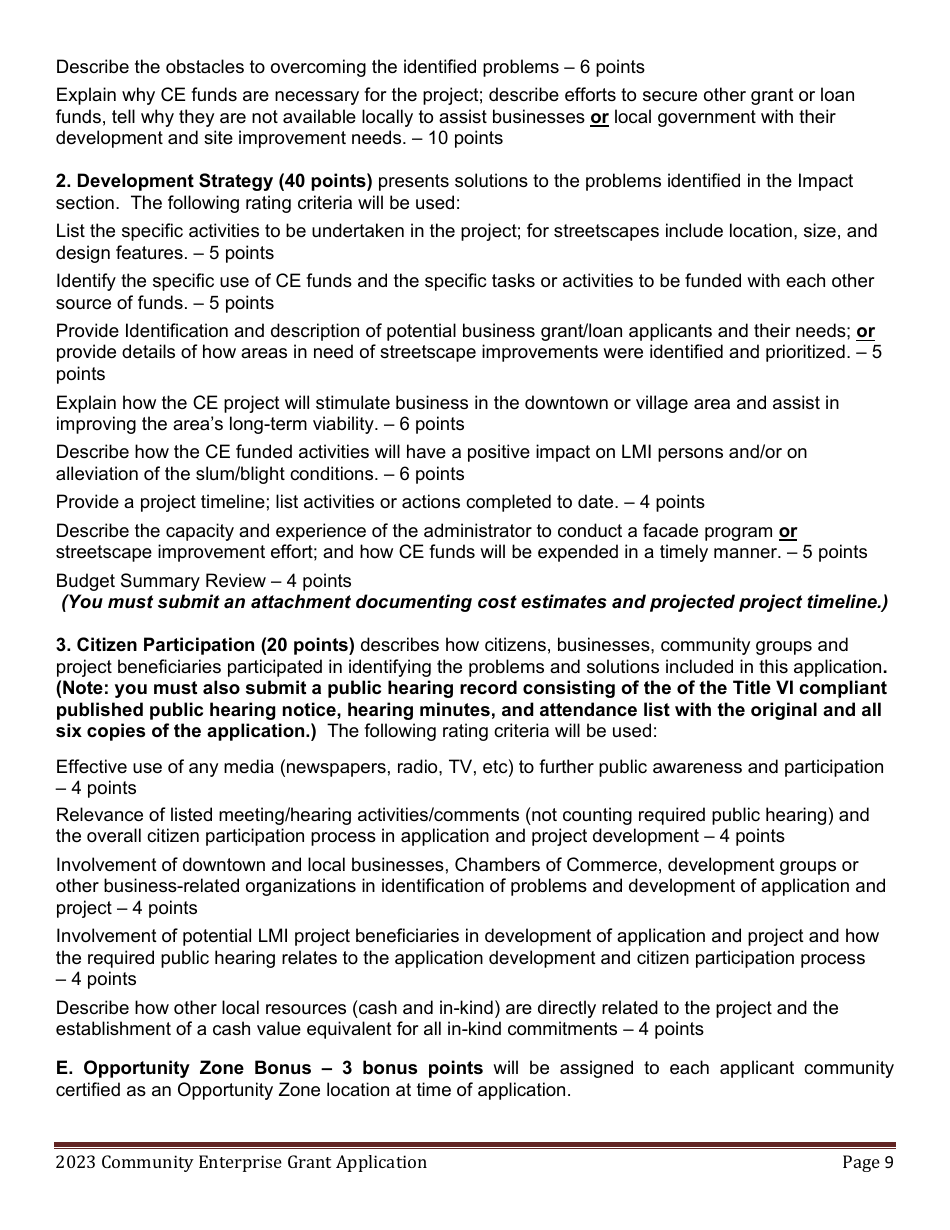 Community Enterprise Grant Program Application - Maine, Page 9