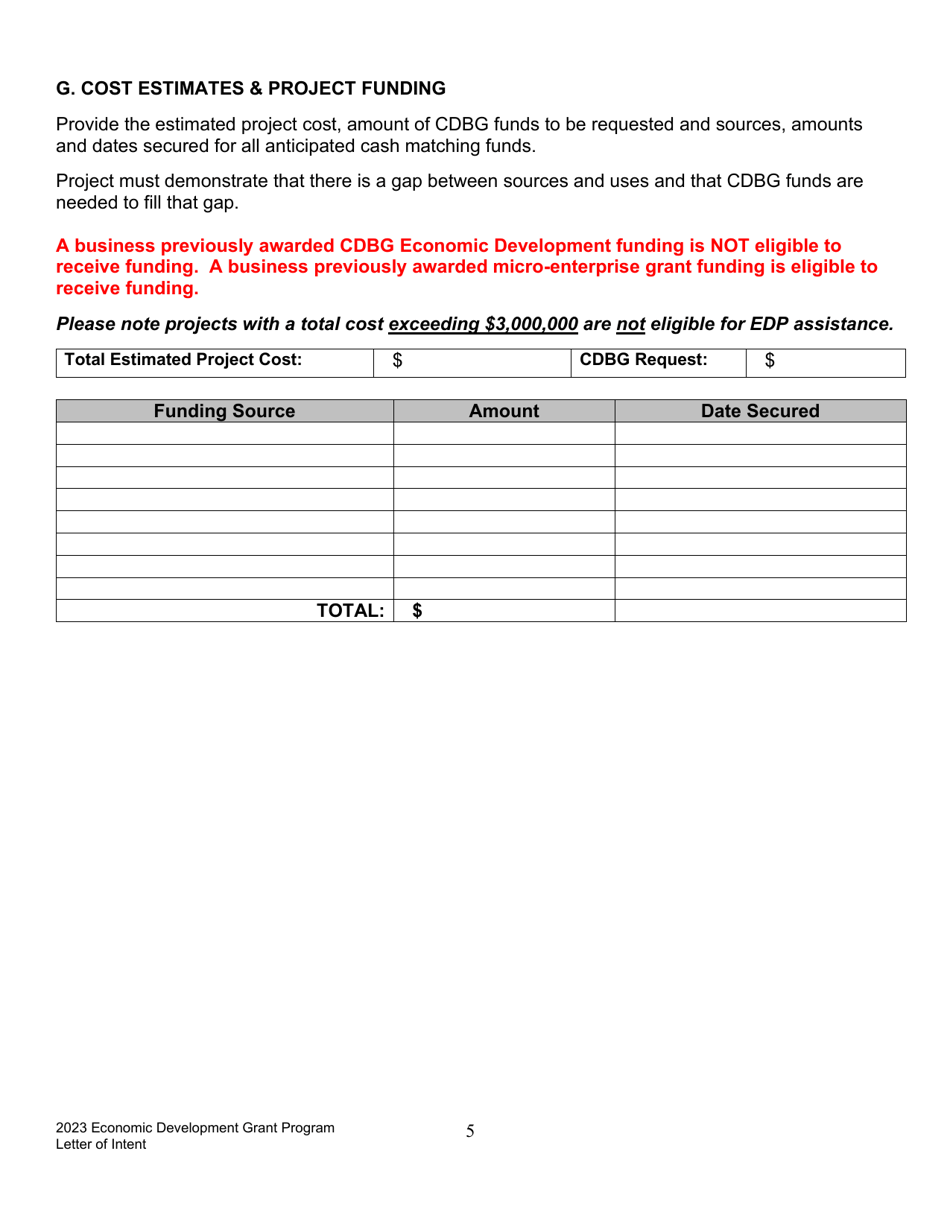 Letter of Intent to Apply - Economic Development Program - Maine, Page 5