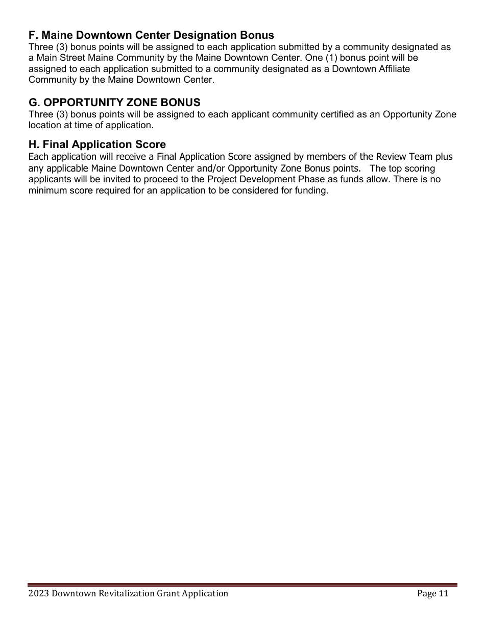 Downtown Revitalization Grant Program Application - Maine, Page 11