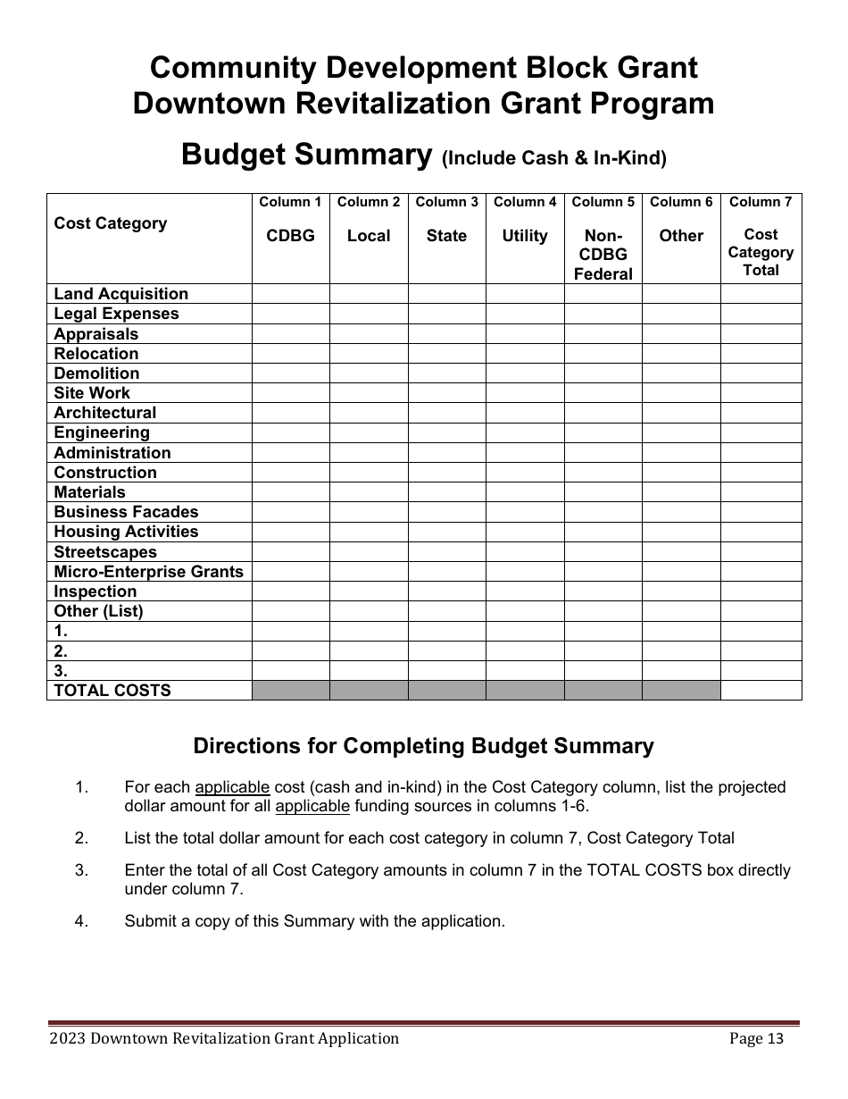 Downtown Revitalization Grant Program Application - Maine, Page 13