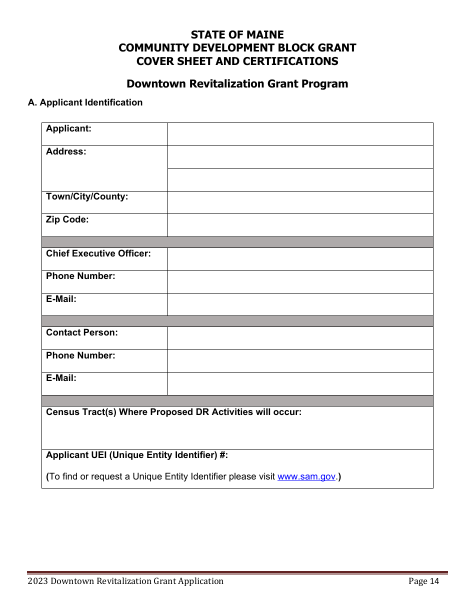 Downtown Revitalization Grant Program Application - Maine, Page 14