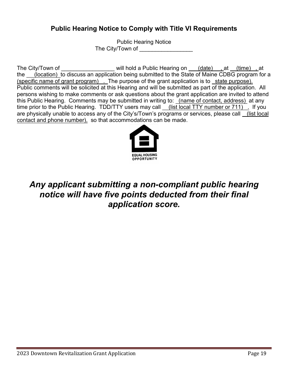 Downtown Revitalization Grant Program Application - Maine, Page 19