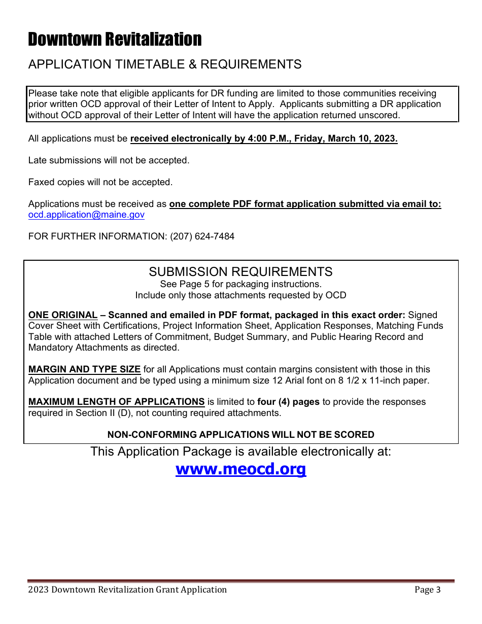 Downtown Revitalization Grant Program Application - Maine, Page 3