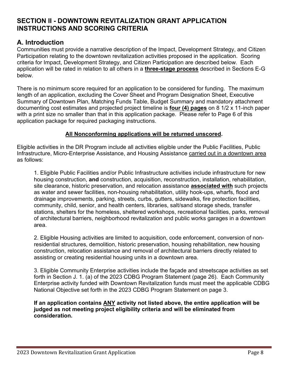 Downtown Revitalization Grant Program Application - Maine, Page 8