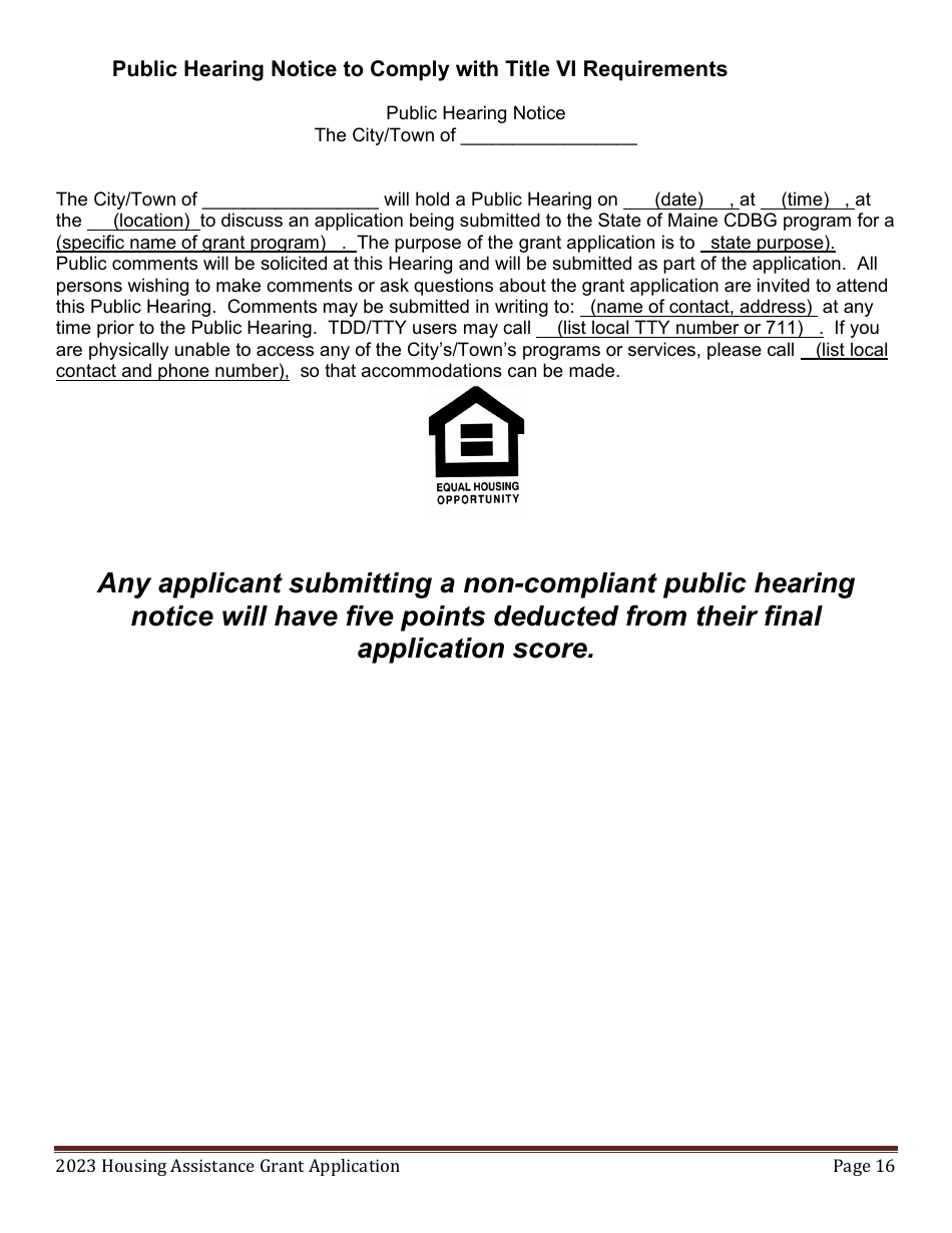 Housing Assistance Grant Program Application - Maine, Page 16