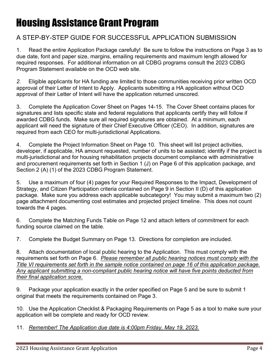 Housing Assistance Grant Program Application - Maine, Page 4