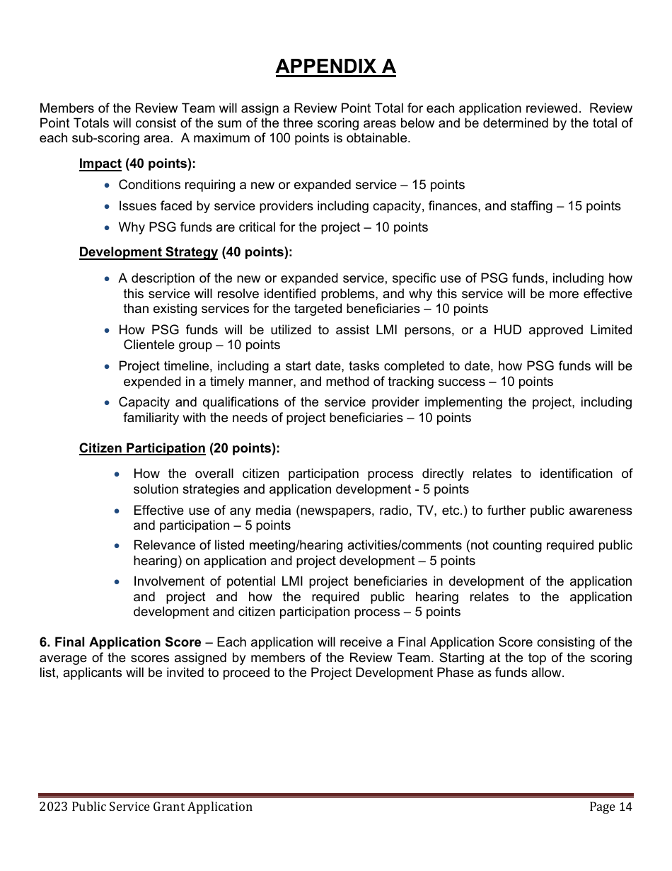 Public Service Grant Program Application - Maine, Page 14