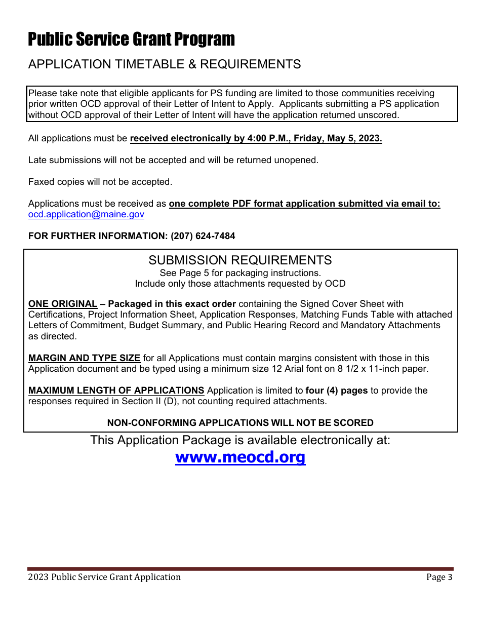 Public Service Grant Program Application - Maine, Page 3