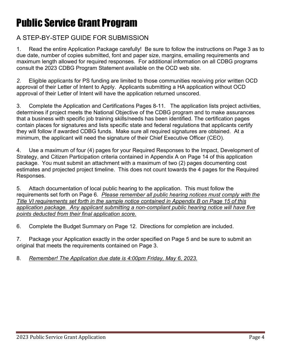 Public Service Grant Program Application - Maine, Page 4