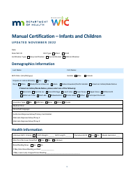 Document preview: Manual Certification - Infants and Children - Minnesota