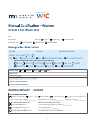 Document preview: Manual Certification - Women - Minnesota
