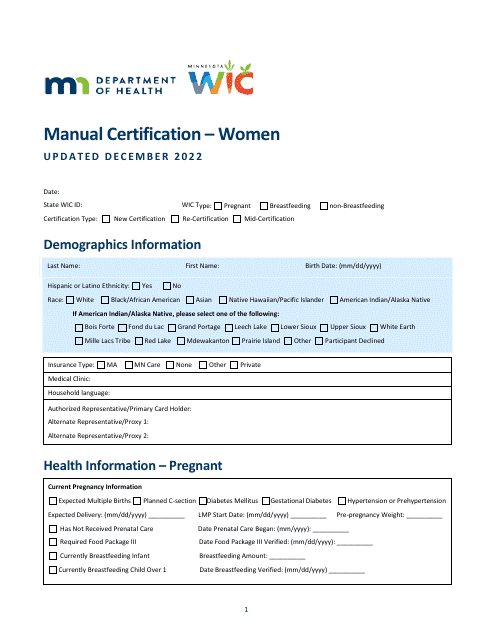 Manual Certification - Women - Minnesota