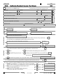 Form 540 California Resident Income Tax Return - California