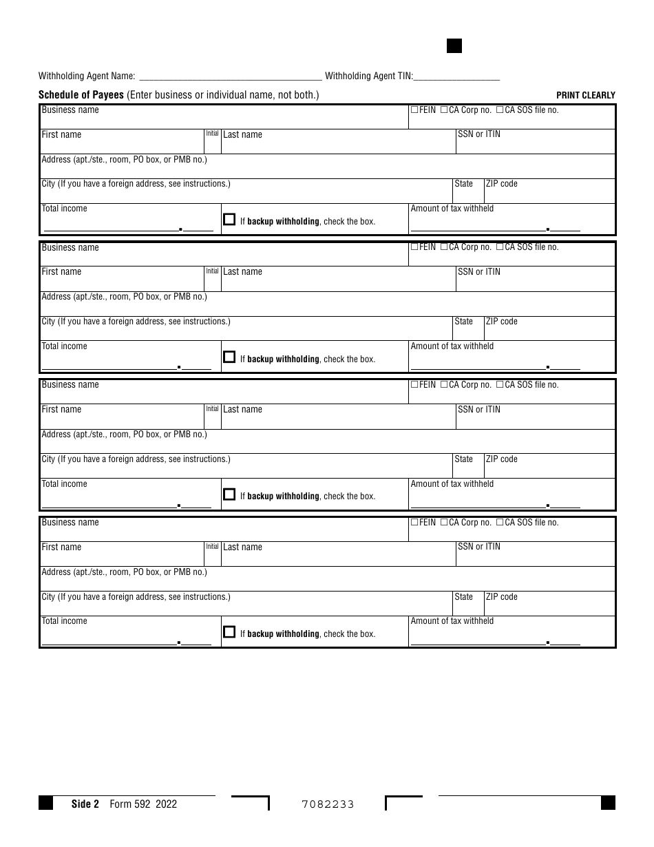 Form 592 Download Fillable PDF Or Fill Online Resident And Nonresident ...