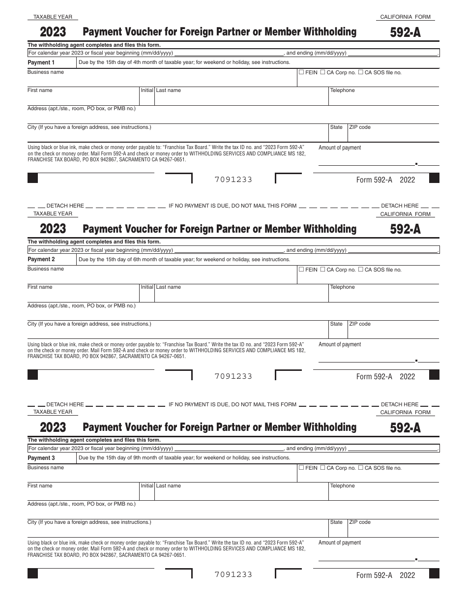 Form 592-A Download Fillable PDF or Fill Online Payment Voucher for ...