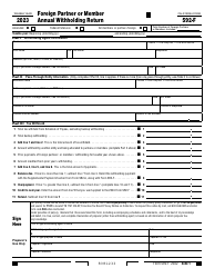 Document preview: Form 592-F Foreign Partner or Member Annual Withholding Return - California, 2023