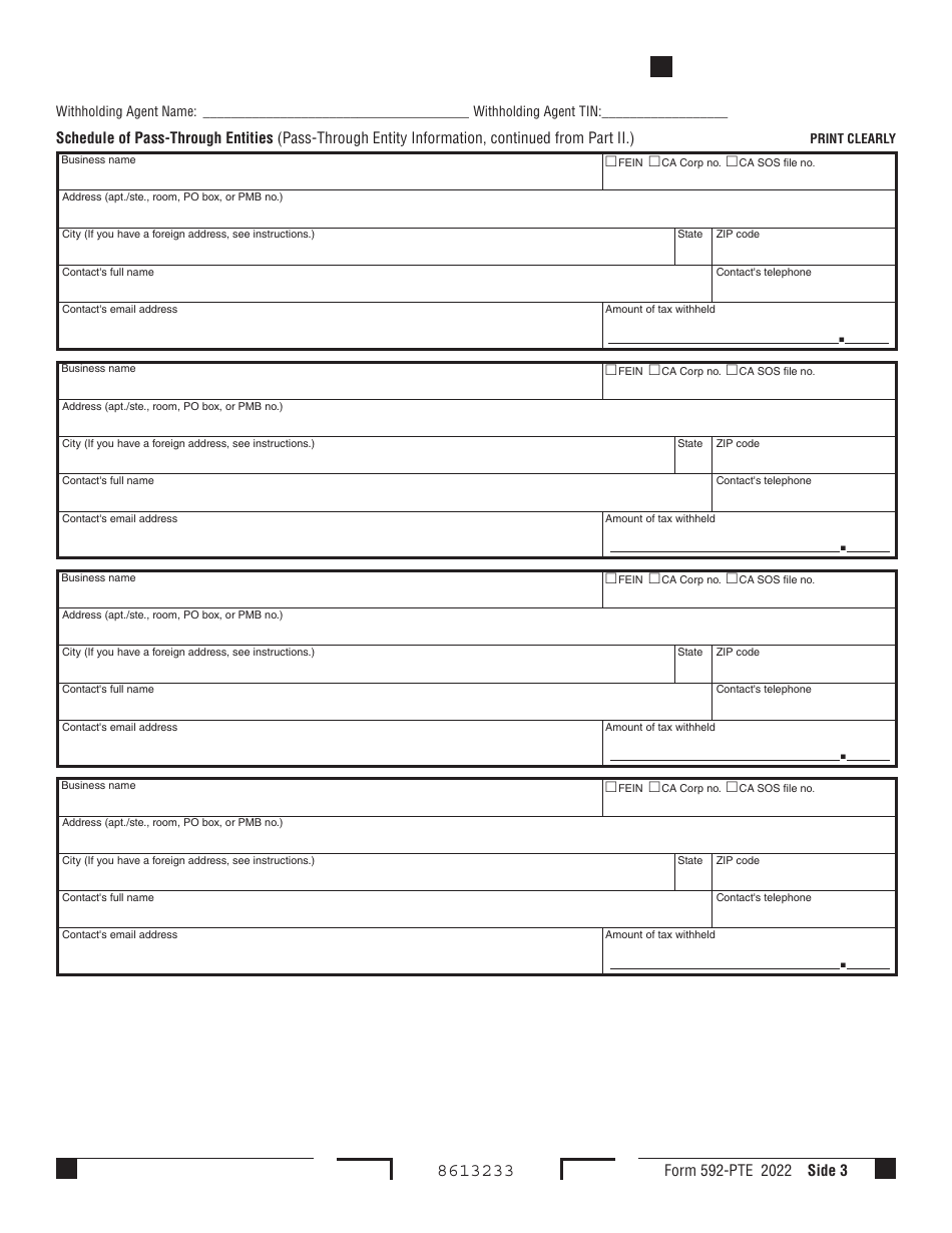 Form 592 PTE Download Fillable PDF Or Fill Online Pass Through Entity form-592-pte-download-fillable-pdf-or-fill-online-pass-through-entity