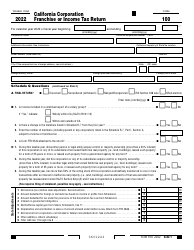 Document preview: Form 100 California Corporation Franchise or Income Tax Return - California