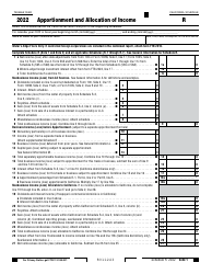 Document preview: Form 100 Schedule R Apportionment and Allocation of Income - California
